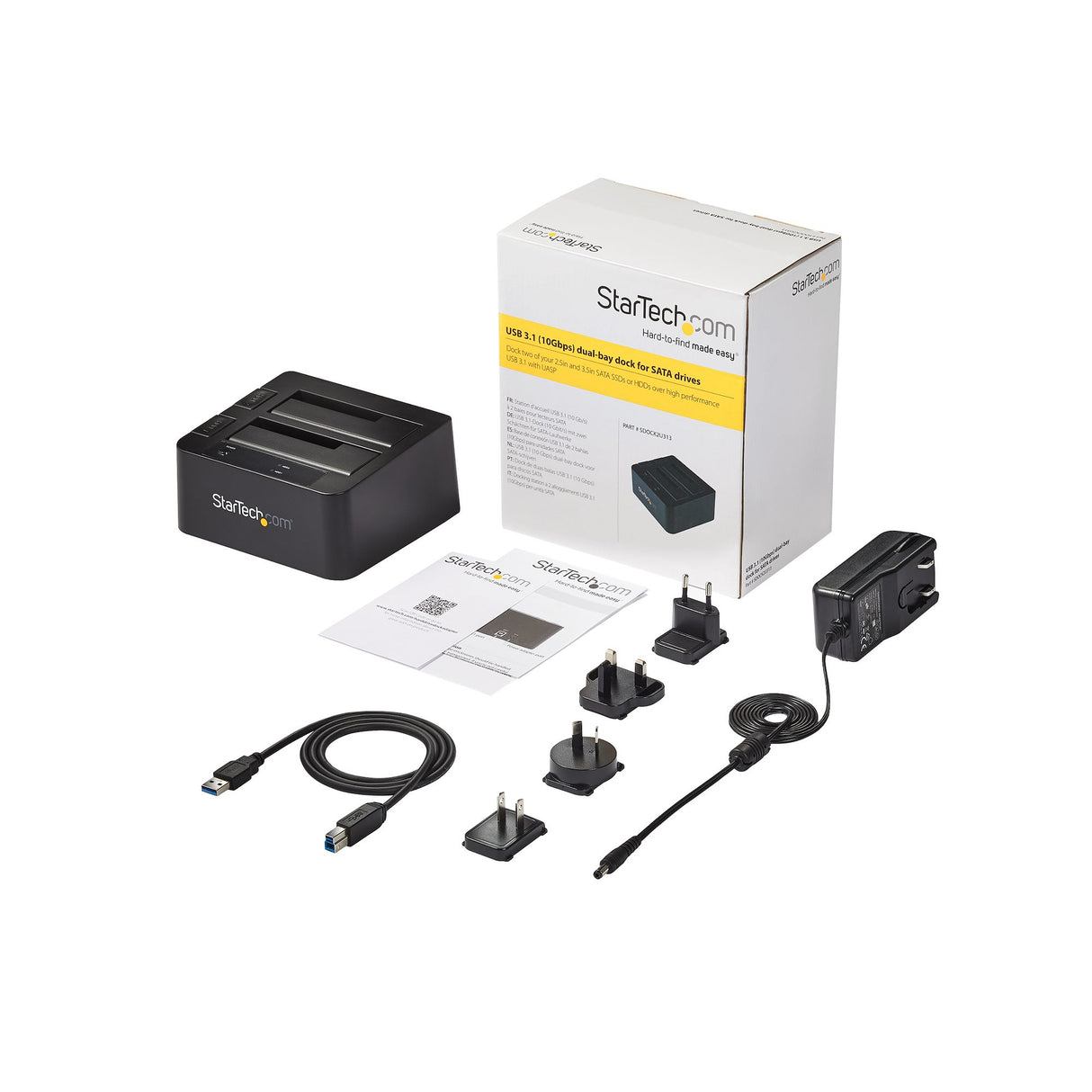 StarTech.com Docking Station de 2 Bahías - USB 3.1 a SATA - USB 3.1 (10 Gbps) - SATA I/II/III de 2,5/3,5" - Base de Acoplamiento SSD/HDD - de Intercam