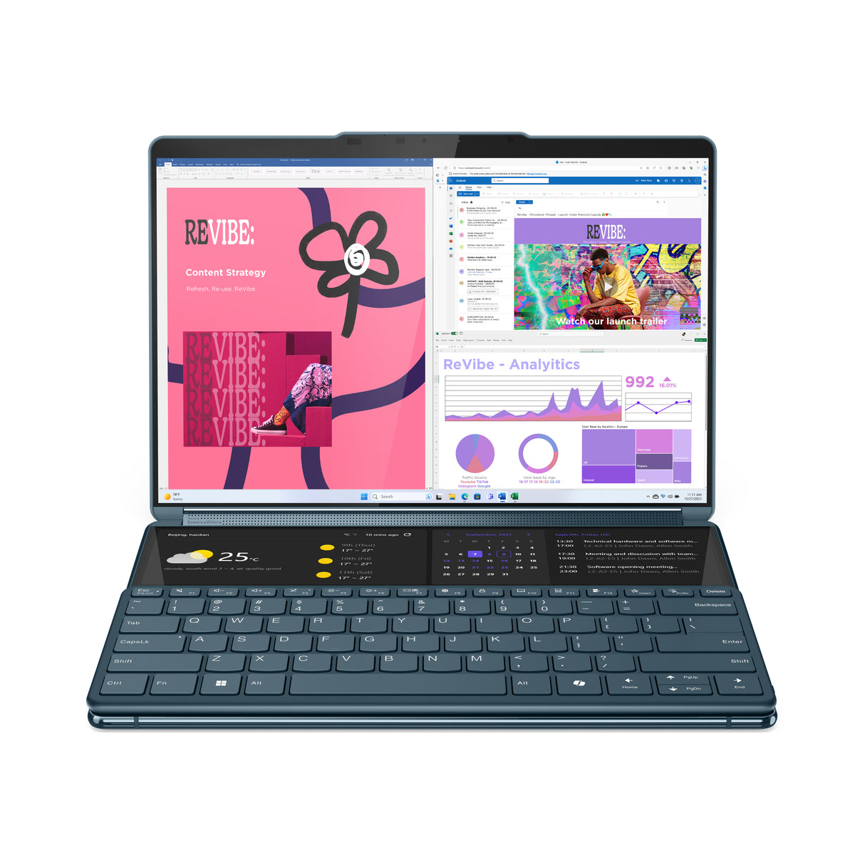 Lenovo Yoga Book 9 13IMU9 Laptop Tidal Teal Híbrido (2-en-1) Verde azulado Aluminio