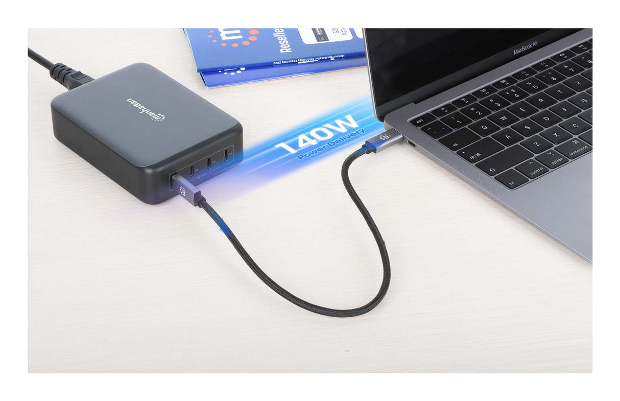 Manhattan Estación de carga GaN USB Power Delivery de 4 puertos, 240 W / PD 3.1, 4 puertos USB-C PD hasta 140 W por puer