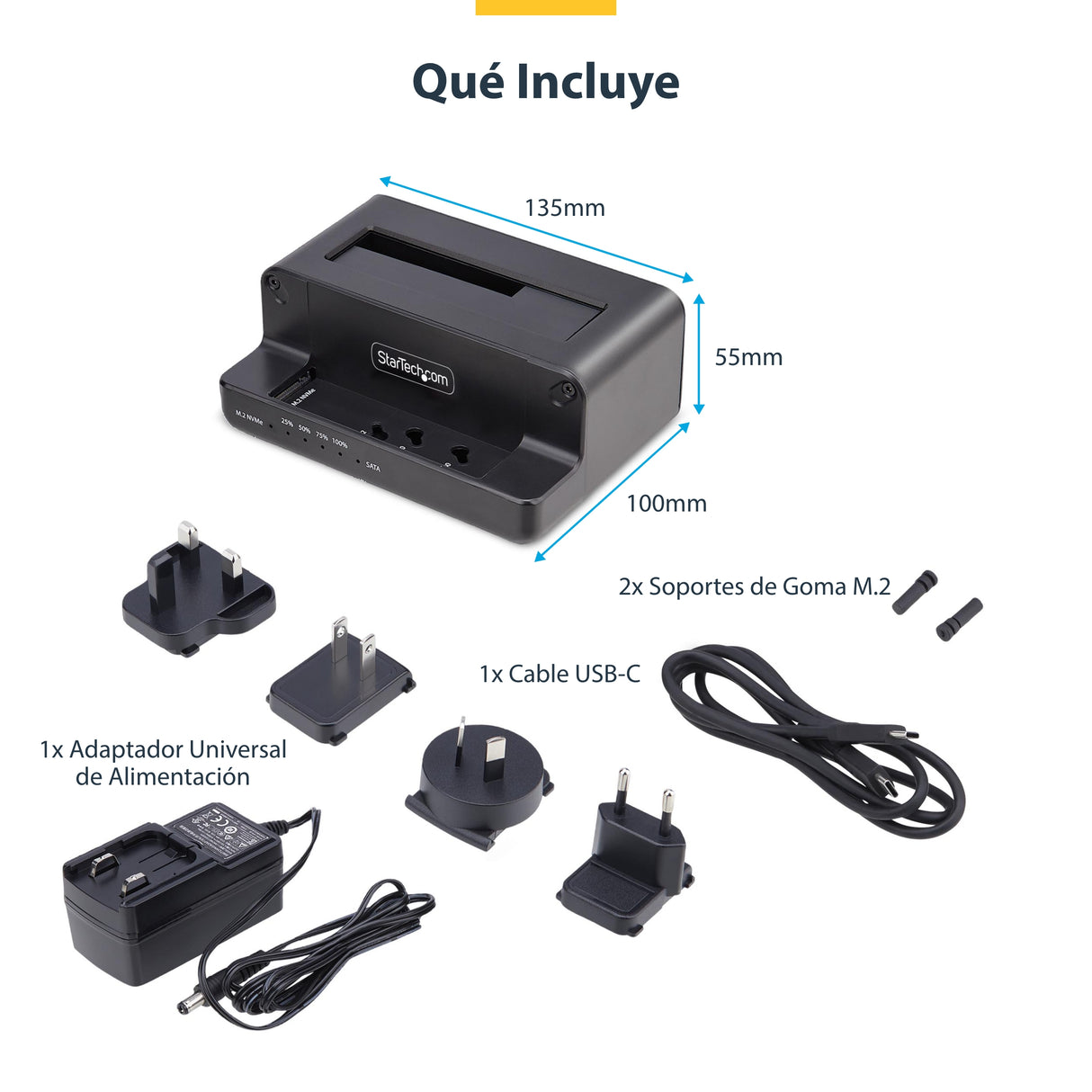 StarTech.com Clonador NVMe M.2 a SATA de 2.5/3.5 - Dock Duplicador Autónomo de 2 Bahías para SSD - Bidireccional NVMe a