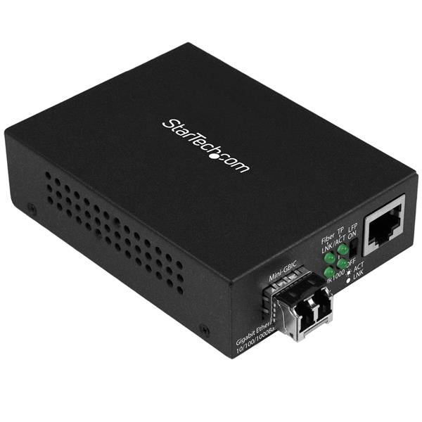 StarTech.com Conversor Compacto de Medios Ethernet Gigabit a Fibra Multimodo LC - 550m convertidores de red 1000 Mbit/s 1000Base-T, 100Base-TX, 10Base-T 1000Base-LX, 1000Base-SX Gigabit Ethernet