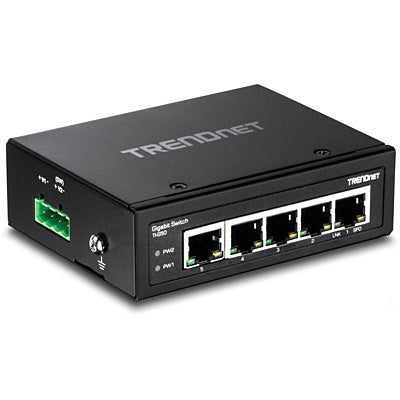 TRENDnet 5-Port Hardened Industrial Gigabit DIN-Rail Switch, 10 Gbps Switching Capacity, IP30 Rated Network Switch (-40