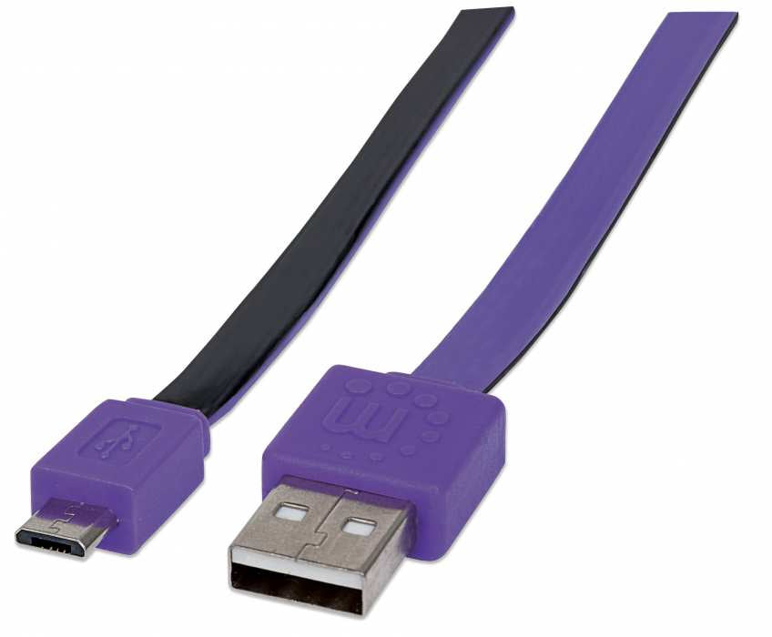 Manhattan Cable plano de Alta Velocidad Micro-B USB Cable USB 2.0 USB A Micro-USB B Macho/Macho