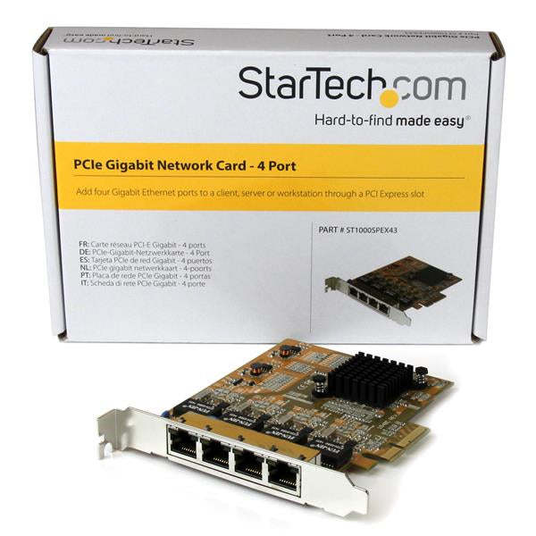 StarTech.com Tarjeta de Red PCI Express Ethernet Gigabit con 4 Puertos RJ45 tarjetas de red Alámbrico PCI Express Ethernet 4