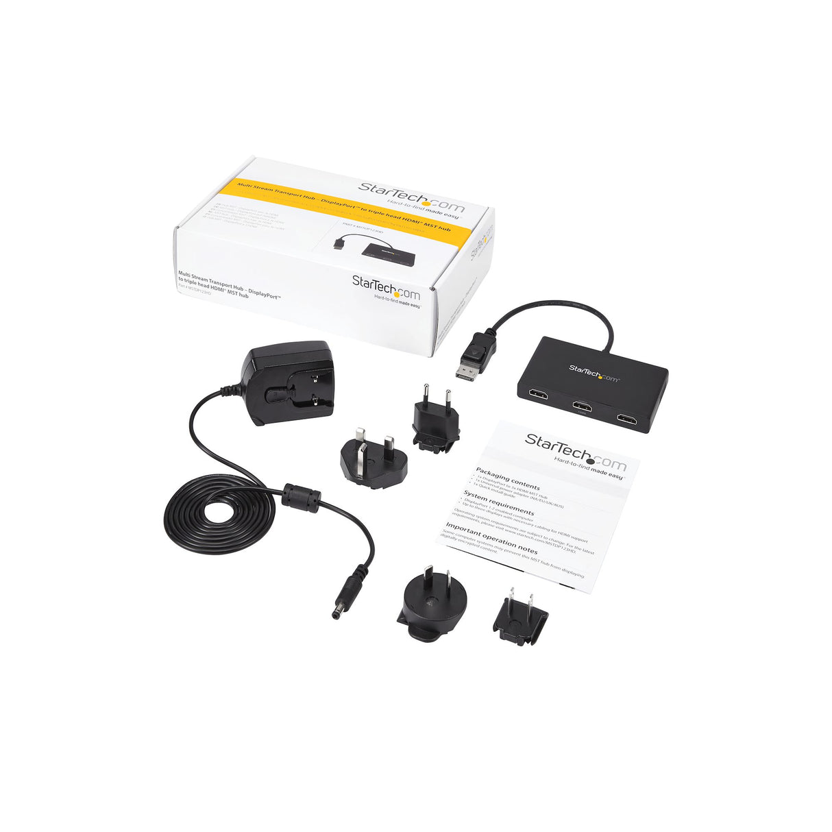 StarTech.com Adaptador Multimonitor de 3 Puertos - Divisor Splitter de Vídeo DisplayPort a 3x HDMI - Hub MST DP a HDMI -1080p Triple - Modo Extendido o Clonado - Windows Solamente divisores de vídeo DisplayPort 3x HDMI 3 Negro