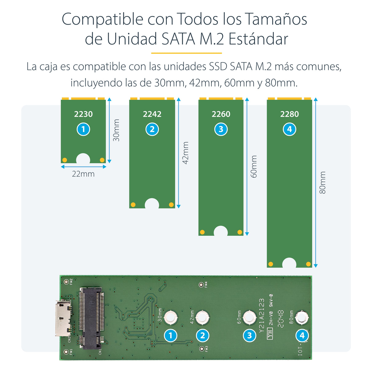 StarTech.com Caja USB 3.0 (5Gbps) a SSD M.2 de Aluminio con UASP - Negro - SATA NGFF M.2 con B Key y B+M Key - Caja Port