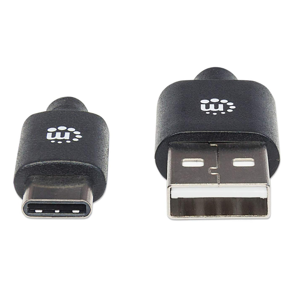 Manhattan Cable USB-C a USB-A, 1 m, macho a macho, 480 Mbps (USB 2.0), negro, garantía de por vida, equivalente a USB2AC
