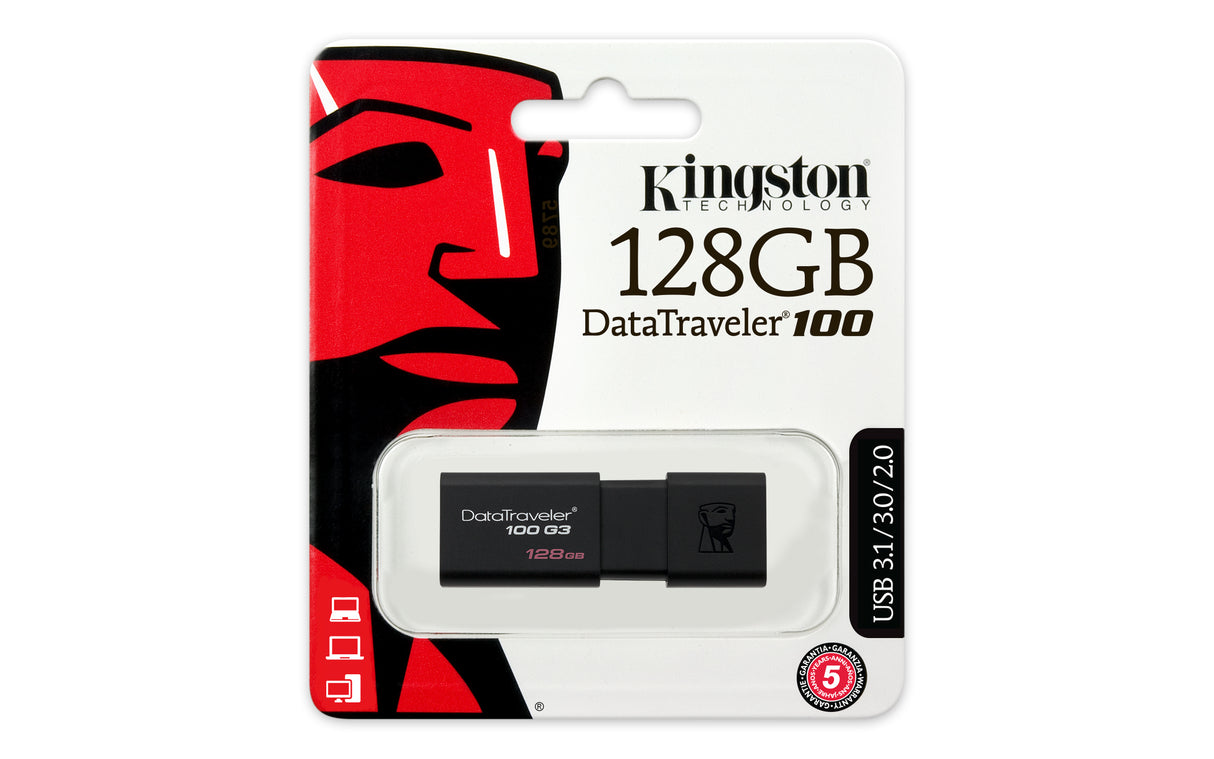 Kingston Technology DataTraveler 100 G3 Memoria Flash 128 GB USB tipo A 3.2 Gen 1 (3.1 Gen 1) 100 MB/s