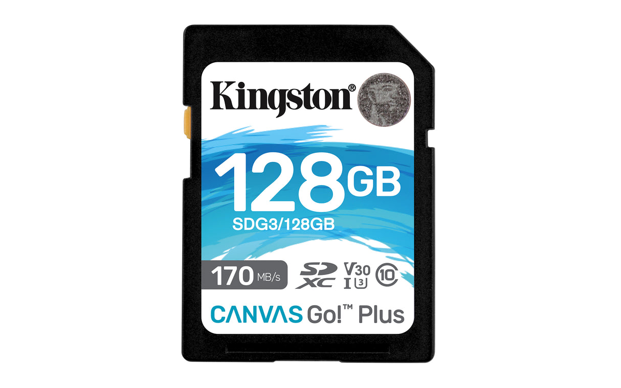 Kingston Technology Canvas Go! Plus Tarjeta SDXC Canvas Go Plus 170R C10 UHS-I U3 V30 de 128 GB Memoria Flash 128 GB SD 170 MB/s 90 MB/s