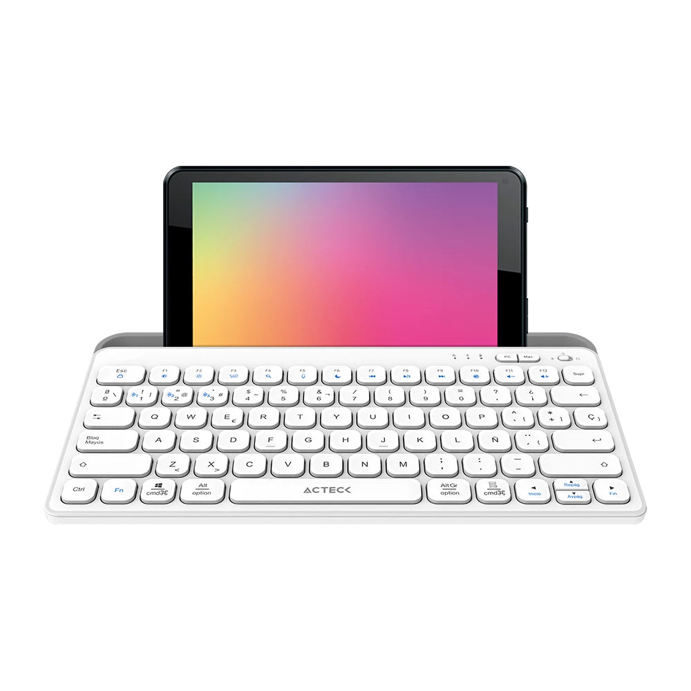 Acteck Inspire Trek TI737 teclado Universal RF Wireless + Bluetooth Español Gris, Blanco