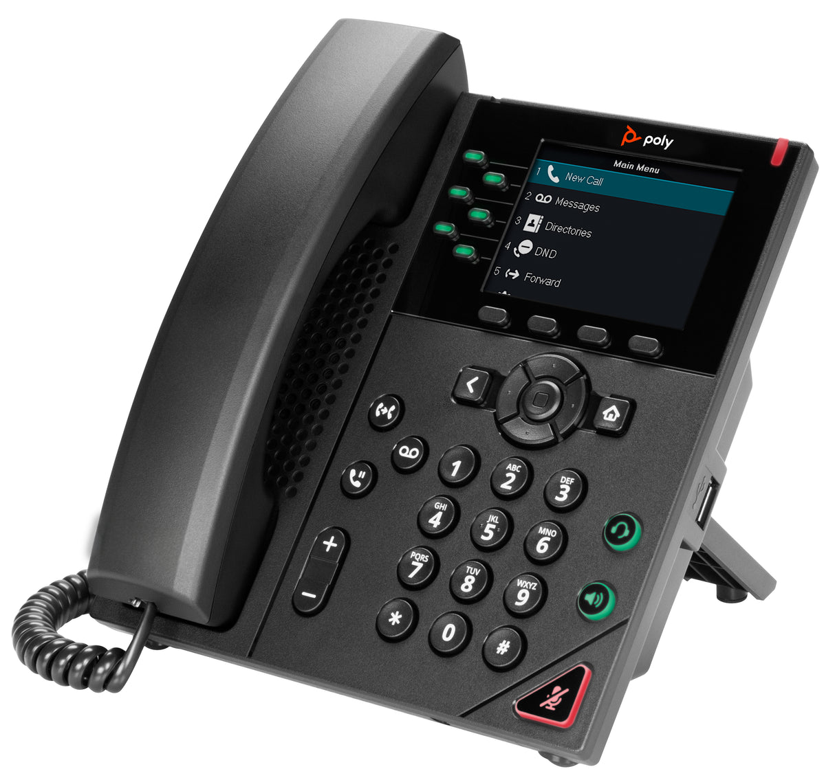 HP Poly Teléfono IP Poly VVX 350 de 6 líneas y habilitado para alimentación a través de Ethernet (PoE) teléfonos ip Teléfono IP Terminal con conexión por cable Negro 6 líneas