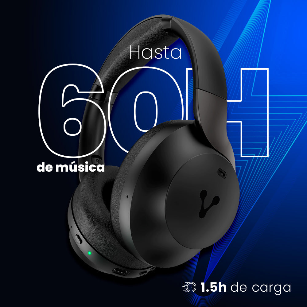 Vorago HPB-505 audífono y auriculare Auriculares Inalámbrico Diadema Llamadas/Música USB Tipo C Bluetooth Negro