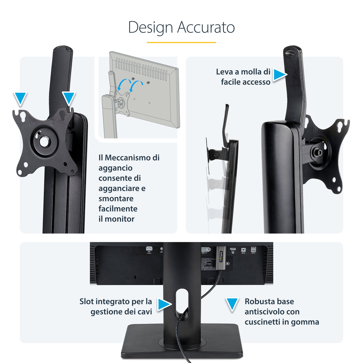 StarTech.com Soporte para un Monitor - Base para Monitor con Ajuste de Altura - para Monitores VESA de hasta 32" (7kg) - Soporte Ergonómico para Escritorio - con Inclinación/Giro/Rotación Monitor Negro