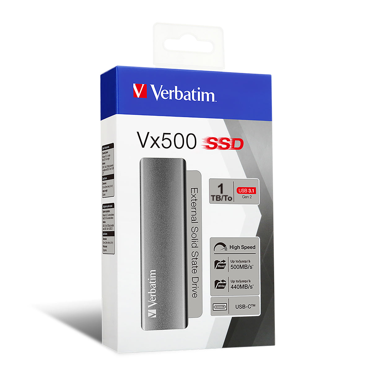Verbatim Vx500 unidades externas de estado sólido 1 GB 500 MB/s 440 MB/s USB Tipo C