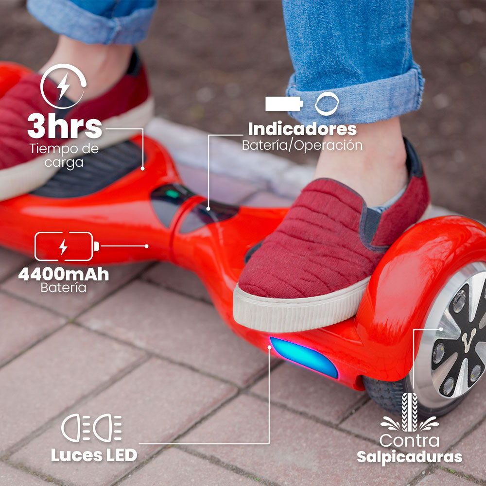 PATINETA ELÉCTRICA VORAGO HB-200 ROJA KIT KART 6.5" ANTIFUEGO