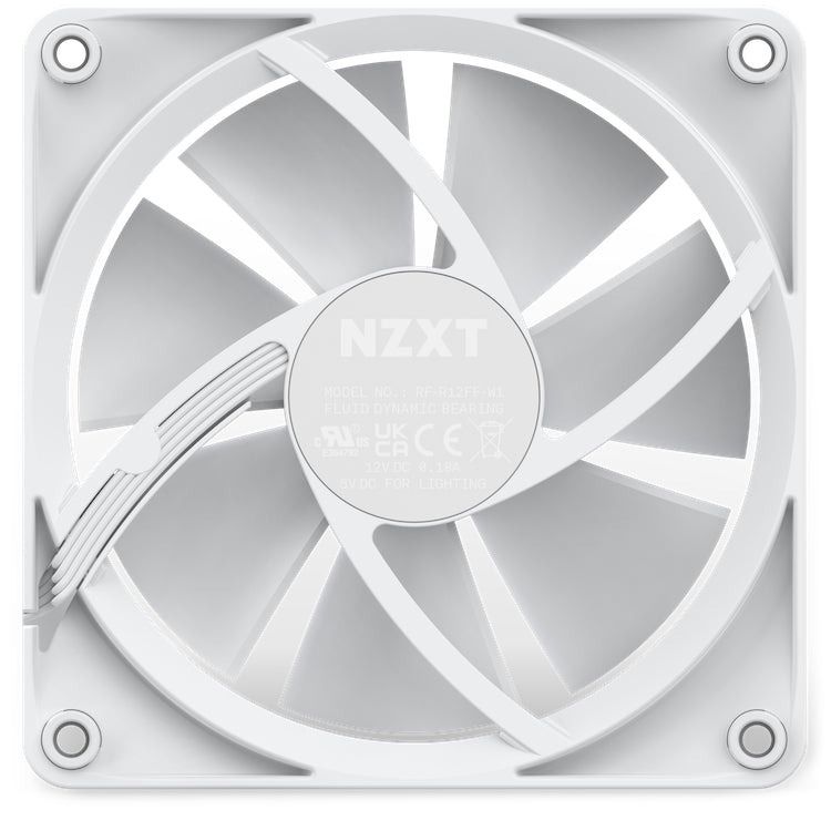 NZXT F120 RGB Triple Pack Gabinete de la computadora Ventilador 12 cm Blanco 3 pieza(s), 500 RPM, 1800 RPM