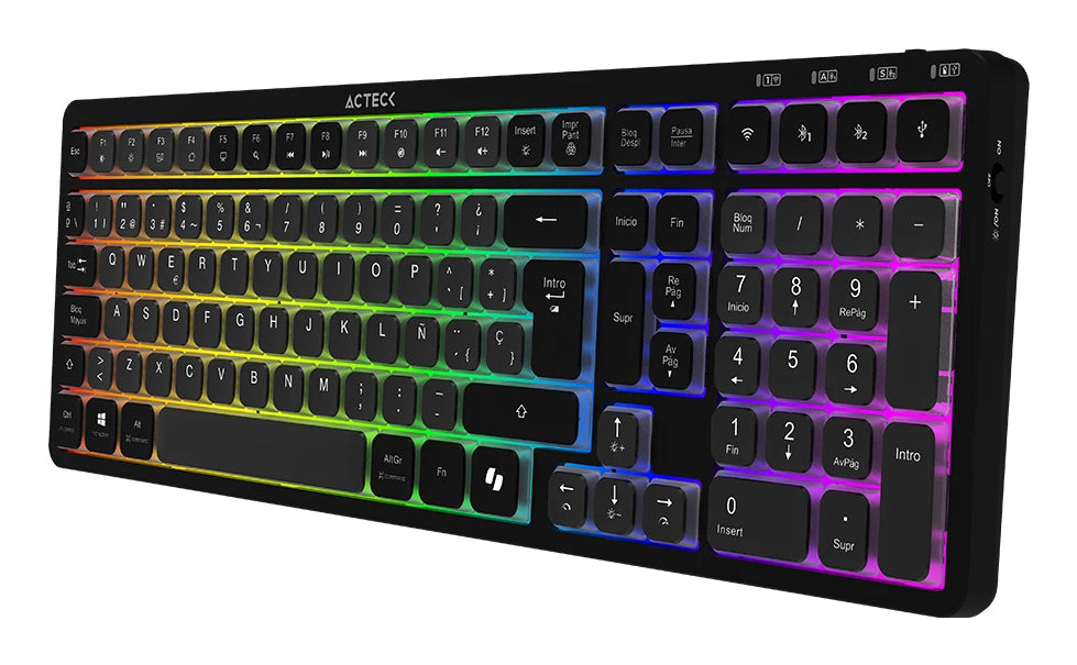 Acteck Techno Pro TI790 teclado Hogar / Oficina RF Wireless + Bluetooth QWERTY Español Negro