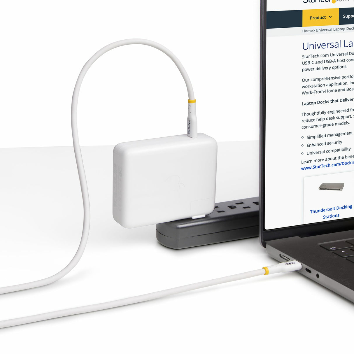 StarTech.com Cable de Carga para Portátil USB-C de 3m - Cable USB Tipo C USB 2.0 para Portátil - Blanco - Cable con Cert