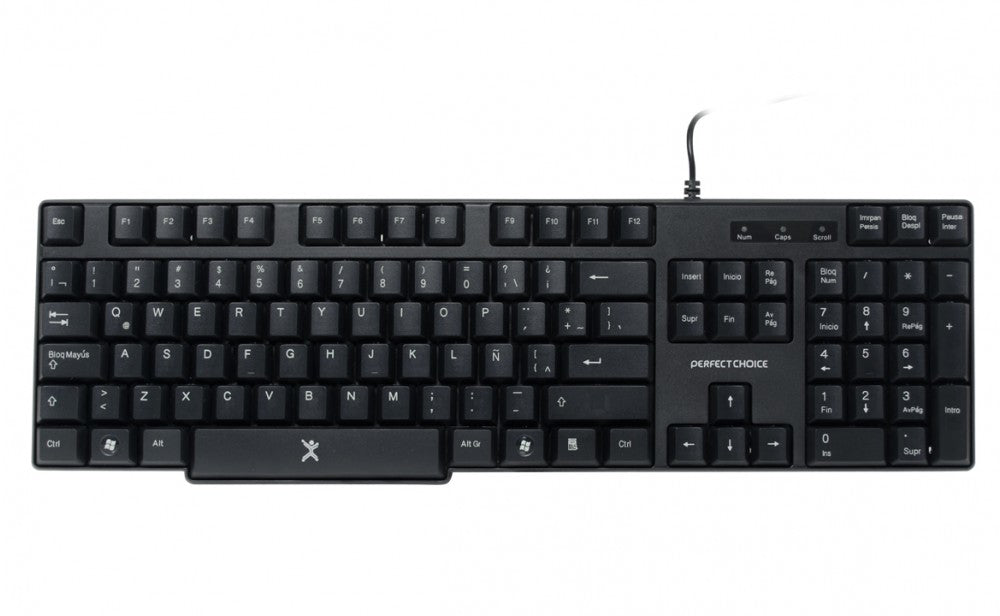 Perfect Choice PC-200970 teclado Universal USB QWERTY Negro, Tamaño completo (100%), Alámbrico