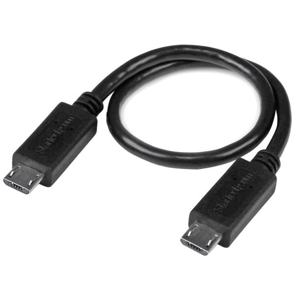 StarTech.com Cable USB OTG de 20cm - Cable Adaptador Micro USB a Micro USB - Macho a Macho, 0.203 m, Negro
