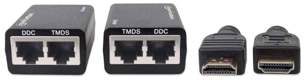 Manhattan Extensor de HDMI por Cat5e/Cat6 audio/vídeo extendedores Transmisor y receptor de red Cat5e, Cat6 30 m Si