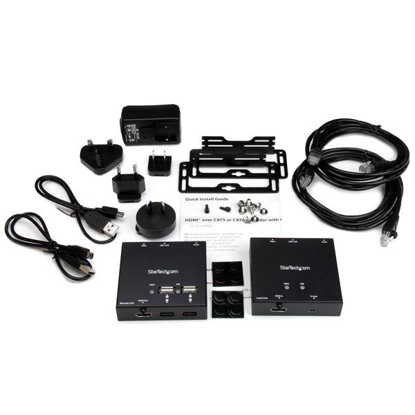 StarTech.com Extensor HDMI por Cable CAT6 con Concentrador USB de 4 Puertos - 50m - 1080p audio/vídeo extendedores Transmisor y receptor de señales AV Cat5, Cat5e, Cat6 50 m 60 Hz