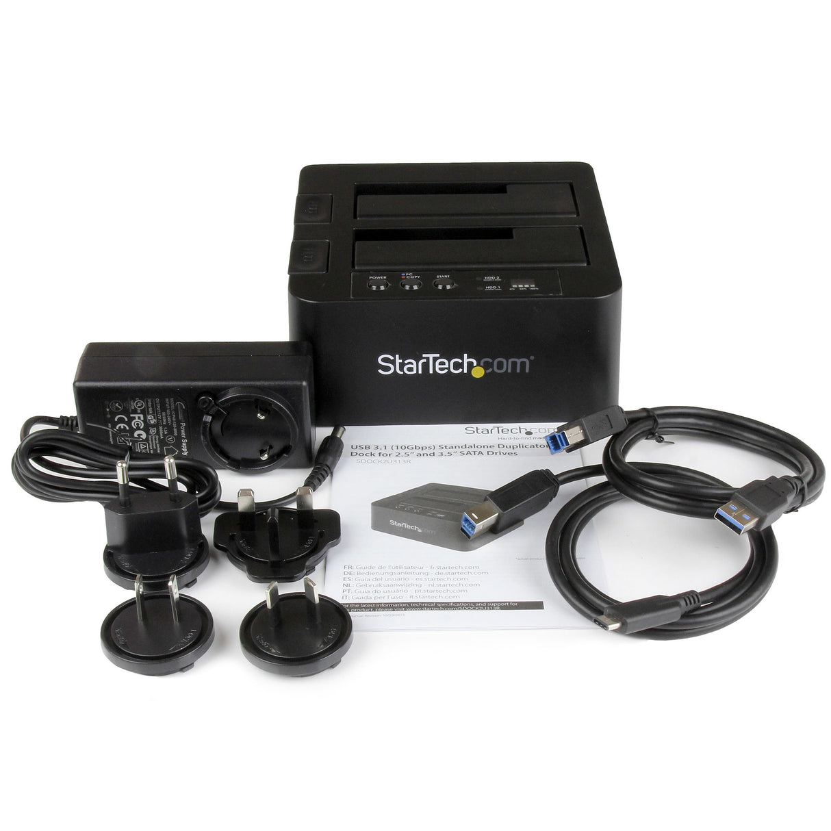 StarTech.com Duplicador Clonador Autónomo de Discos Duros o SSD SATA - Copiador de 2 Bahías - Base de Acoplamiento USB 3
