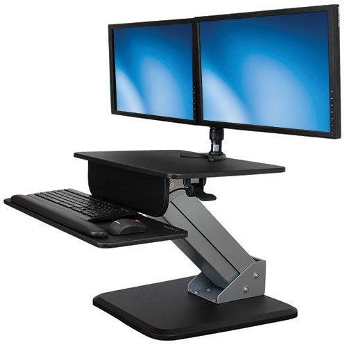 StarTech.com Estación de Trabajo de Pie y Sentado Muebles y soportes para dispositivos multimedia Negro, Plata Panel pla