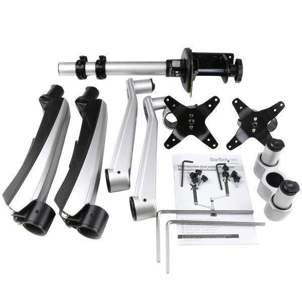 StarTech.com Soporte para Dos Monitores con Brazos Móviles - Apilable Soportes para monitores 2 76,2 cm Si