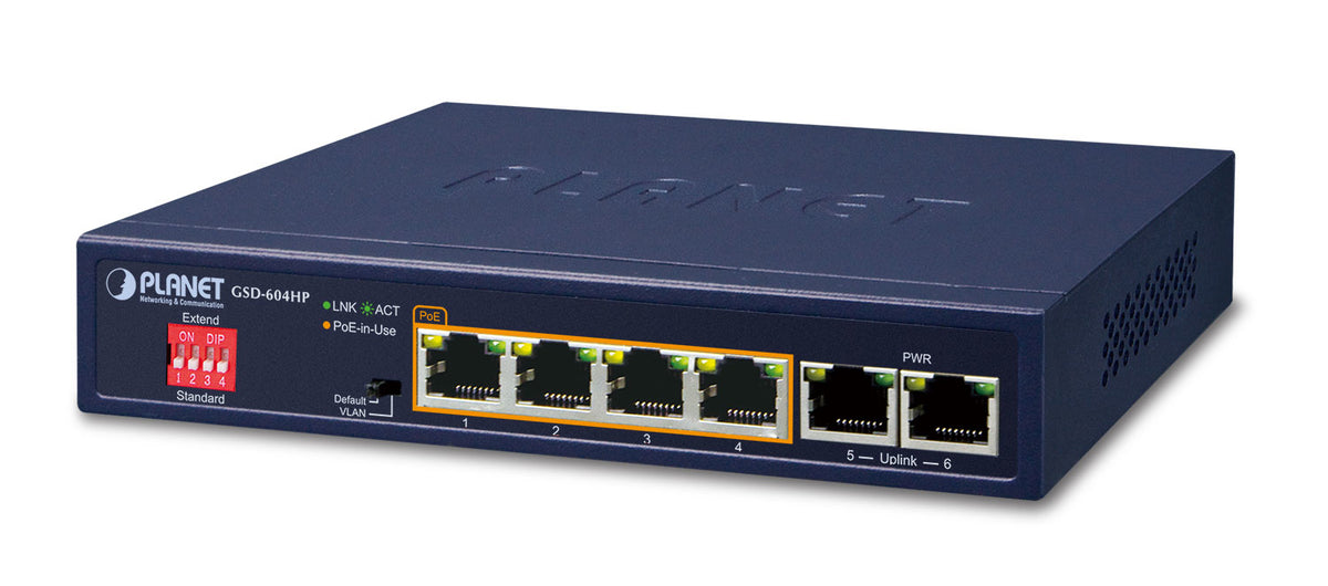 PLANET GSD-604HP switch No administrado Gigabit Ethernet (10/100/1000) Energía sobre Ethernet (PoE)