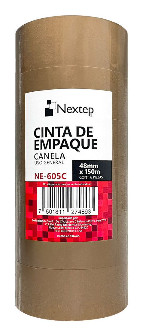 Nextep NE-605C cinta adhesiva 150 m Marrón 6 pieza(s)