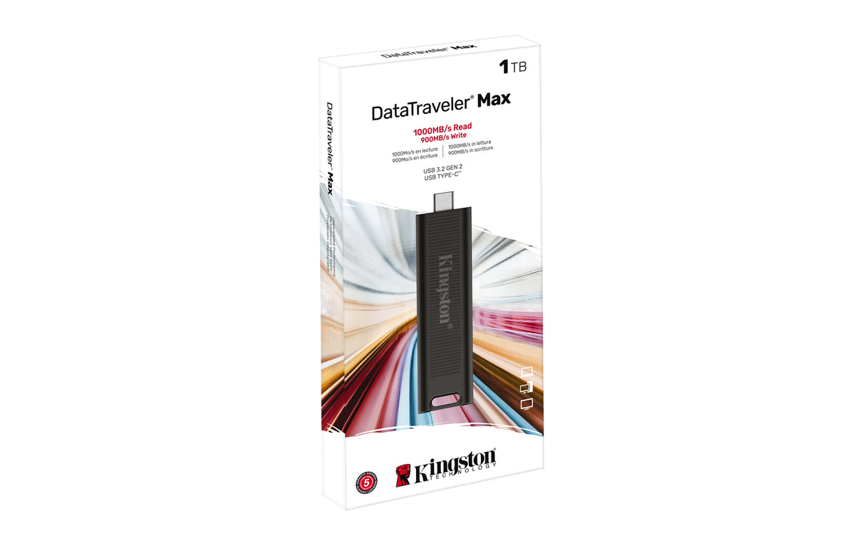 Kingston Technology 1TB DataTraveler Max Type-A 1000R/900W USB 3.2 Gen 2 Memoria Flash 1 GB USB tipo A 3.2 Gen 2 (3.1 Gen 2) 1000 MB/s