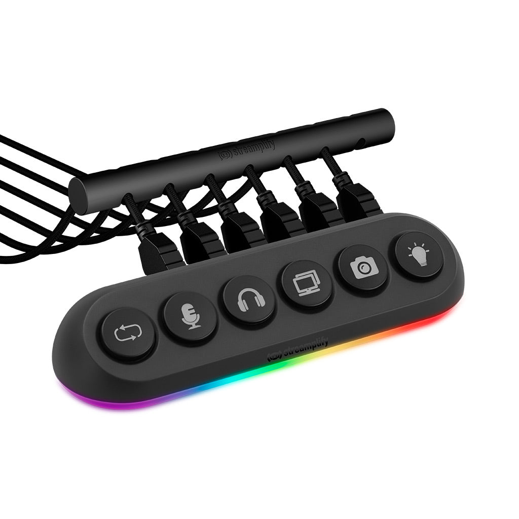 Hub USB Streamplify Deck 5, 4 x USB 3.0, 1 x USB 2.0, RGB, 12V, Negro