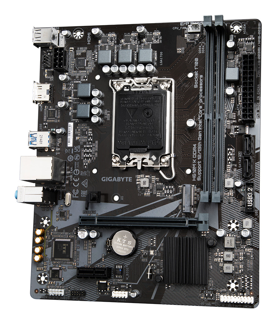 GIGABYTE H610M K DDR4 Placa base - Compatible con procesadores Intel Core 14th Gen CPUs, 3+1+1 Phases Hybrid Power Design, up to 3200MHz DDR4, 1xPCIe 3.0 M.2, GbE LAN, USB 3.2 Gen 1 placas base Intel LGA 1700 1 DDR4-SDRAM