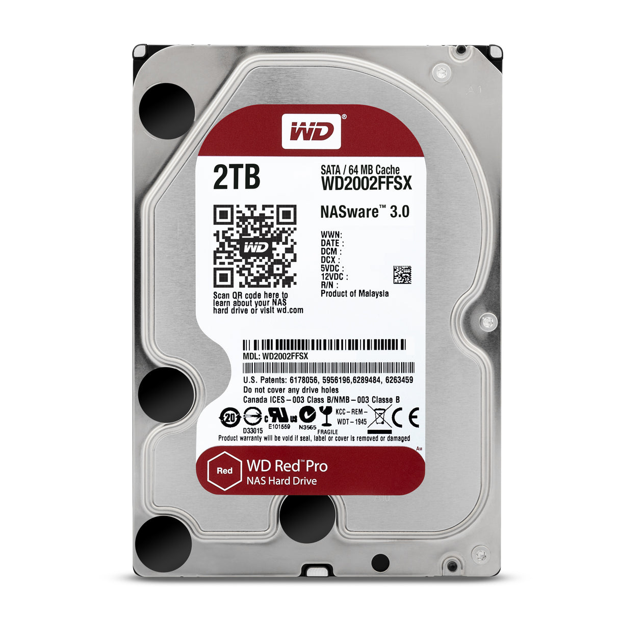 WD Disco Duro Interno Red Pro 2TB 3.5" SATA3 6GB/s 7200RPM, 64MB Cache