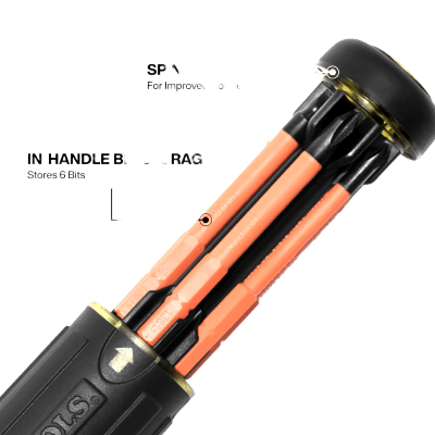 Destornillador Aislado 6-en-1 Auto-Lock / Aislado 1000V CAT III / Almohadilla de agarre / Almacenamiento de brocas integrado / Bits Philips #1 #2 / Sl