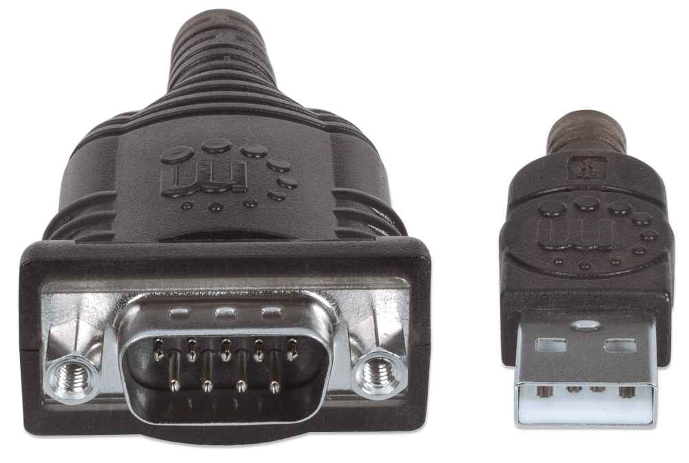 Manhattan Convertidor de USB a Puerto Serial Cable Negro 1,8 m USB Serial/COM/RS232/DB9