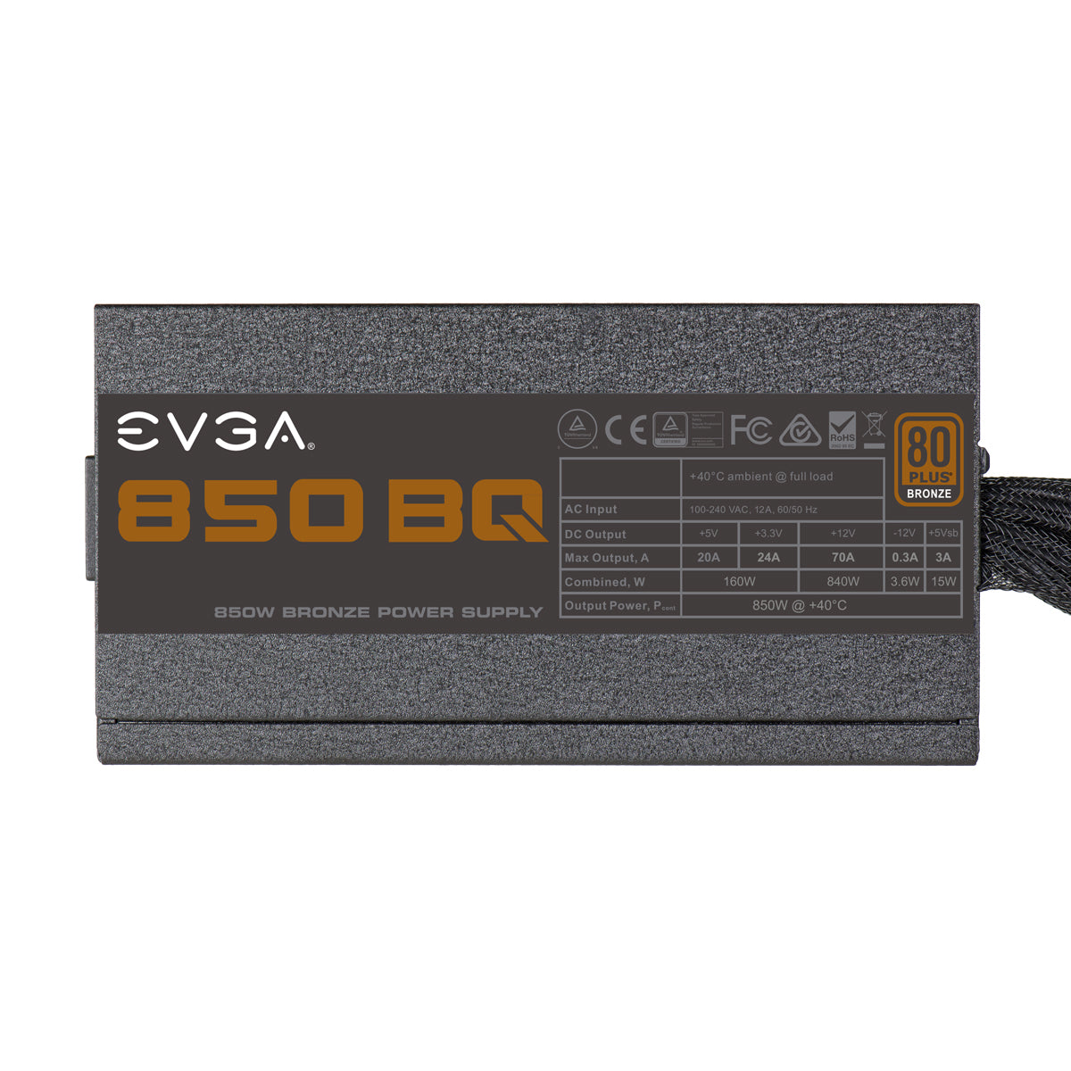 EVGA BQ unidad de fuente de alimentación 850 W 24-pines ATX ATX Negro, 100 - 240 V, 160 W, 840 W