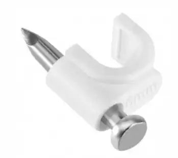 Volteck Grapa Curva 6 Mm Blanca, Bolsa C/20 Pzs, Ideal Para Cable Coaxial