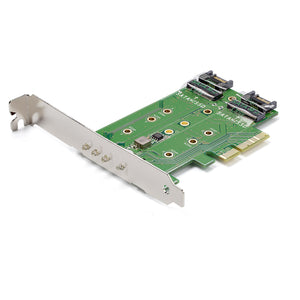 StarTech.com Tarjeta Adaptadora de 3 Puertos M.2 NGFF para SSD - Soporta 1x SSD M.2 PCIe NVMe - 2x SSD M.2 SATA III - Ad