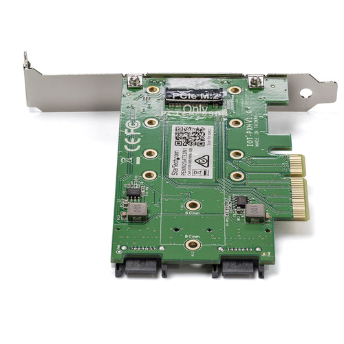 StarTech.com Tarjeta Adaptadora de 3 Puertos M.2 NGFF para SSD - Soporta 1x SSD M.2 PCIe NVMe - 2x SSD M.2 SATA III - Ad