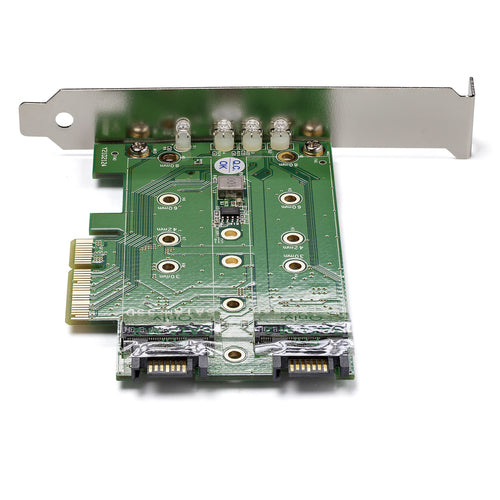 StarTech.com Tarjeta Adaptadora de 3 Puertos M.2 NGFF para SSD - Soporta 1x SSD M.2 PCIe NVMe - 2x SSD M.2 SATA III - Ad