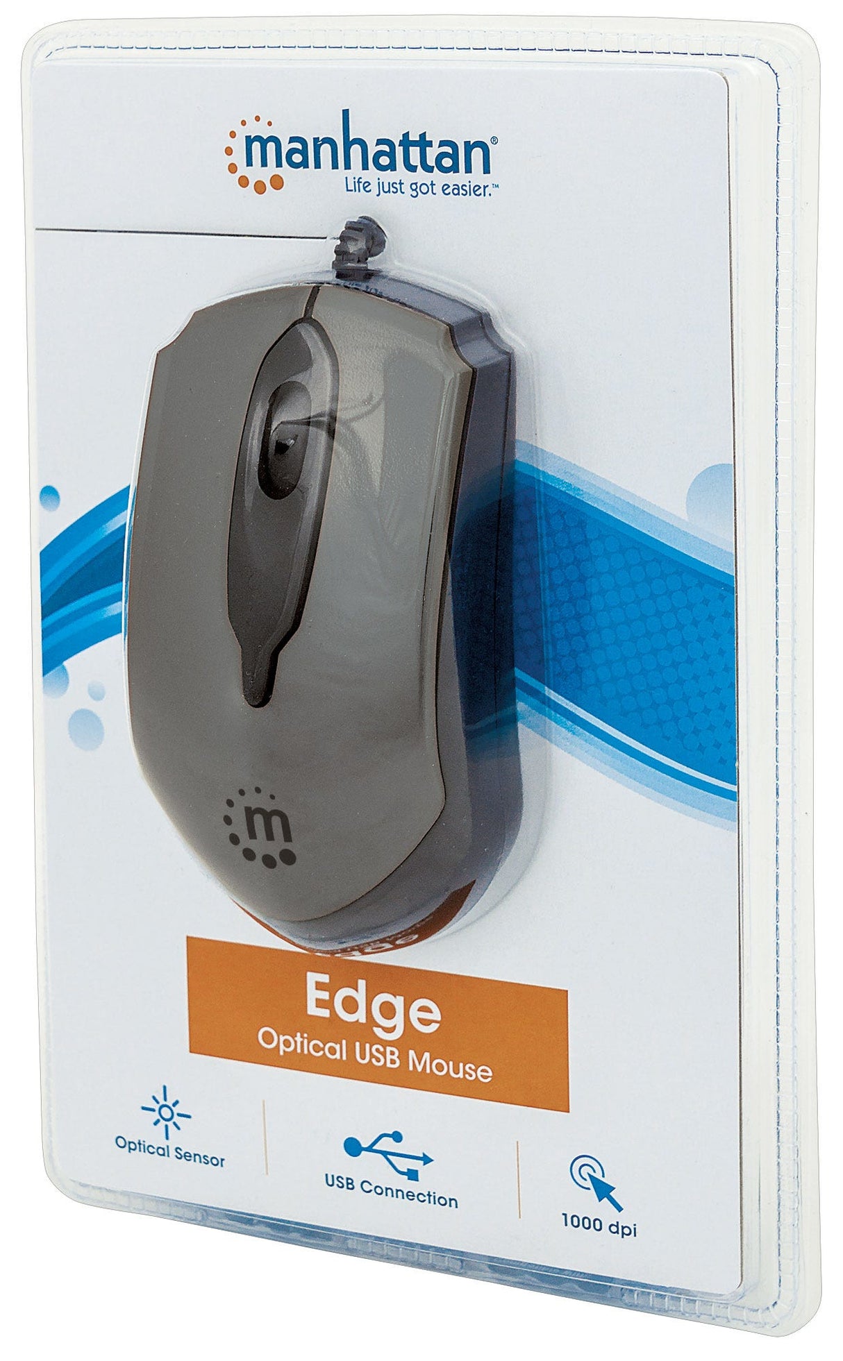 Mouse Manhattan Edge Óptico Usb 1000 Dpi Color Negro-Gris - 179423