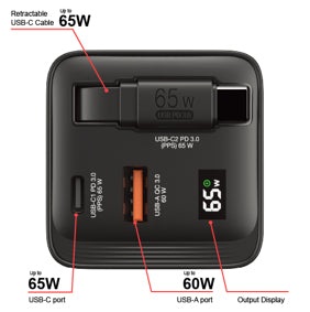 Verbatim GaN Charger 65W cargador de dispositivos móviles Universal Corriente alterna 1 1