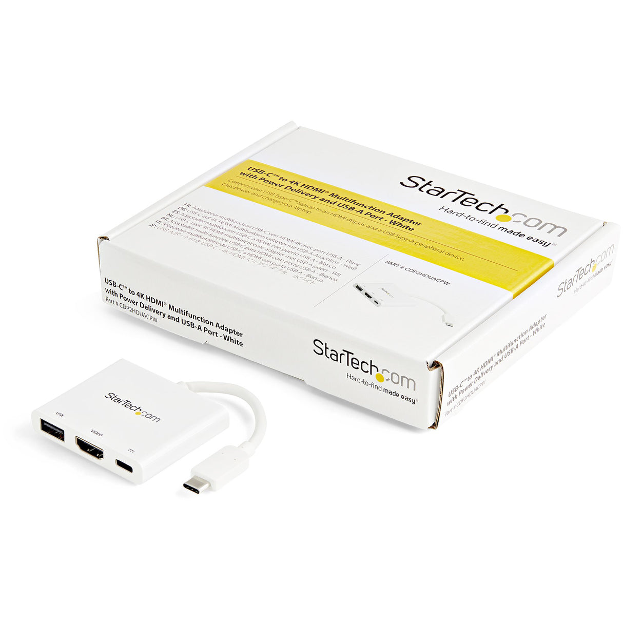 StarTech.com Adaptador Multipuertos USB-C con HDMI - Puerto USB 3.0 - PD de 60W - Blanco Bases para portátiles y replica