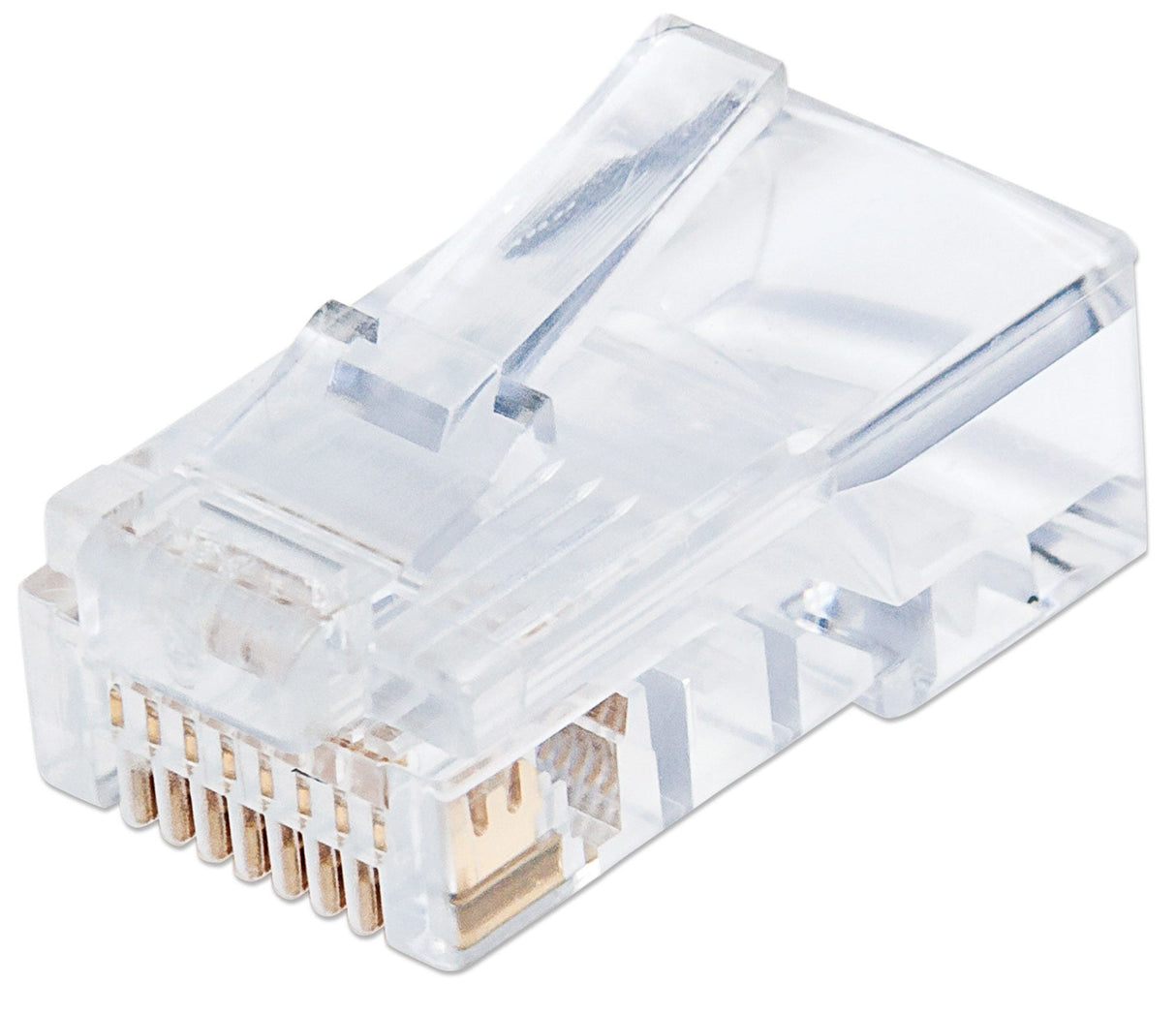 Intellinet PLUG RJ45 CAT5E SOLIDO UTP BOTE 100 PZAS ORO 50-MICRAS PRO conectores RJ45 Transparente Policarbonato Cat5e