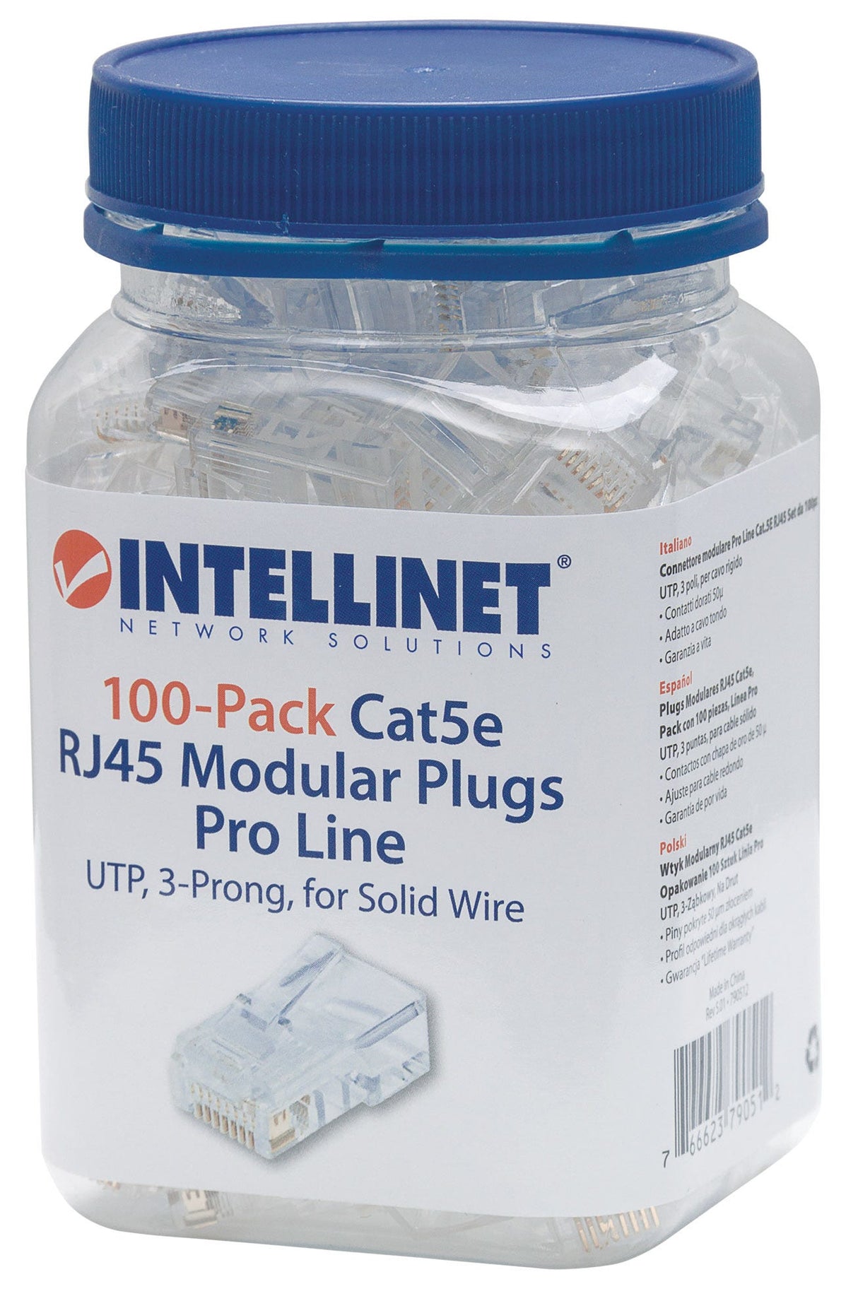 PLUG INTELLINET RJ45 CAT 5e UTP SOLIDO PRO 100 Pzas