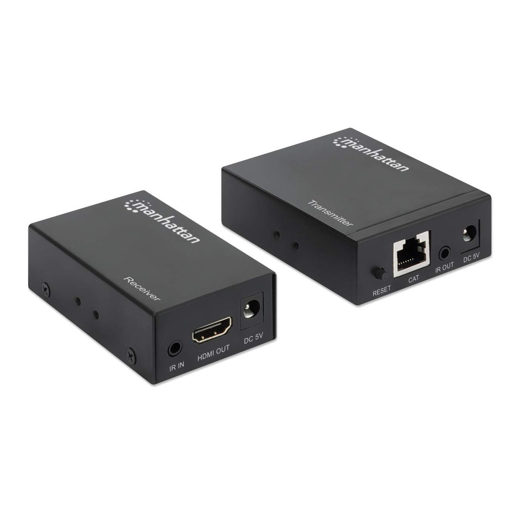 Manhattan Kit extensor HDMI 1080p por Ethernet, hasta 50 m con un solo cable Cat6, módulos transmisor y receptor, compatible con IR, garantía de 3 años audio/vídeo extendedores Transmisor y receptor de señales AV 1920 x 1200 Pixeles Cat6 100 m