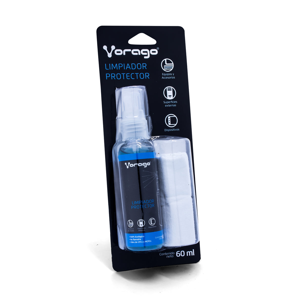 Vorago CLN-200 kit de limpieza para computadora Metal / plástico Paño seco y espray para limpieza de