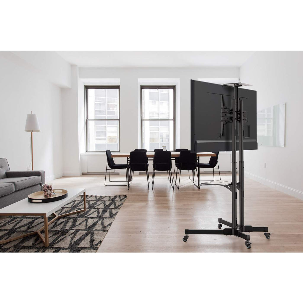 Manhattan Soporte con carrito para TV/monitores, pantallas 37"–65", Compatibilidad VESA: de 200x200 a 600x400 mm (verifique las dimensiones de los cuatro orificios de montaje traseros), carga máxima 40 kg, negro Monitor negro